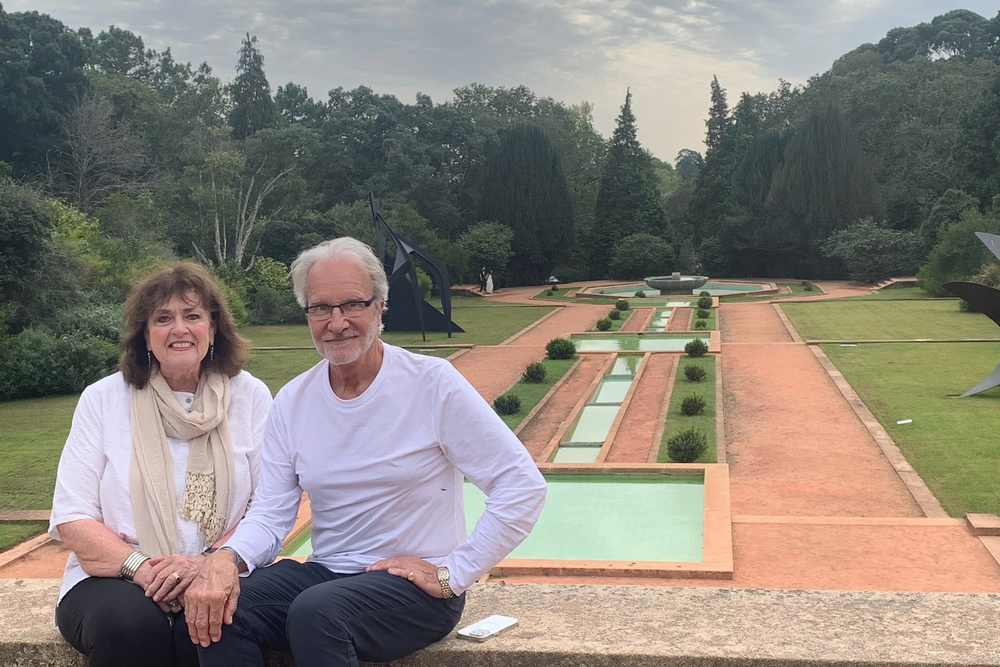 Photo of travelers Ann Wilkinson and her husband in Serralves Foundation in Porto.