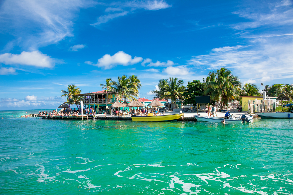 Turquoise water in the Caribbean Caye Caulker island, Belize.