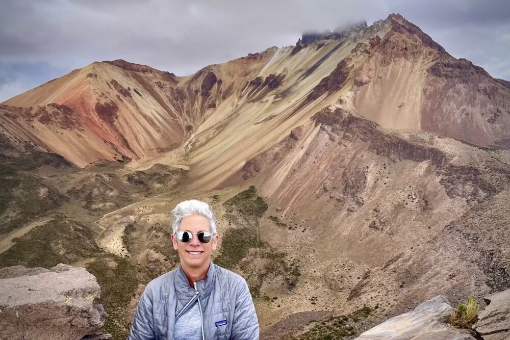 Milinda Martin on her way up a volcano on Altiplano, Bolivia.