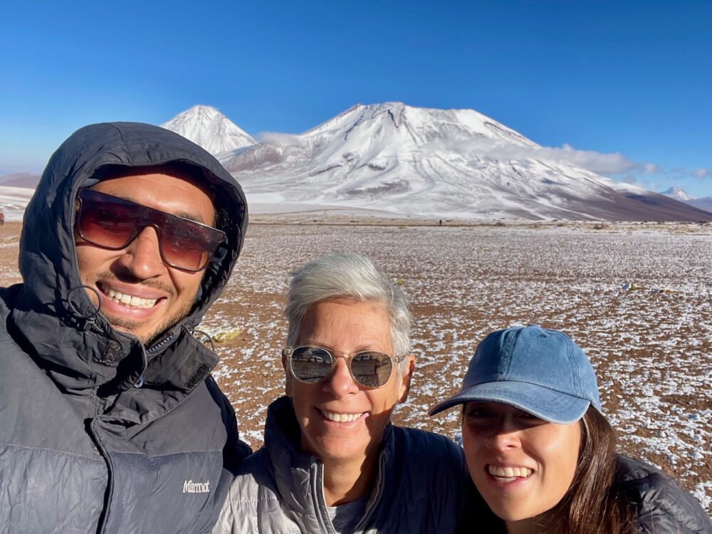 Milinda Martin with her private guide and driver in Chile's Atacama Desert.