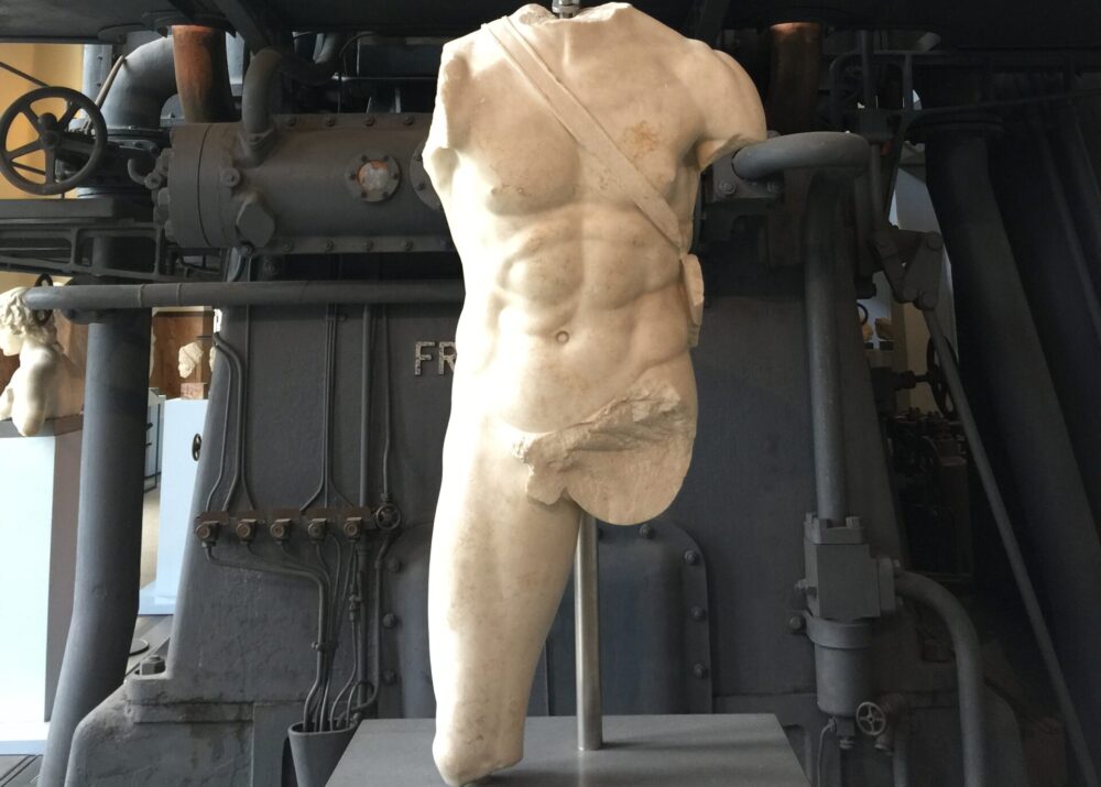 A statue in the Archaeological Museum (Centrale Montemartini) in Rome.