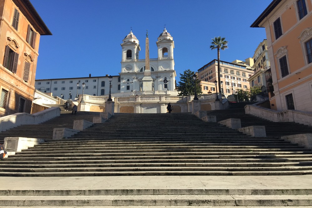 Spanish steps in Rome on a sunny day.