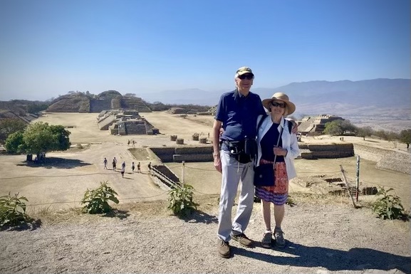 Tony Ford-Hutchinson and wife Jane at Monte Alban, a pre-Columbian archaeological site in Mexico.
