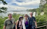 Travelers at Iguazu Falls in Brazil.