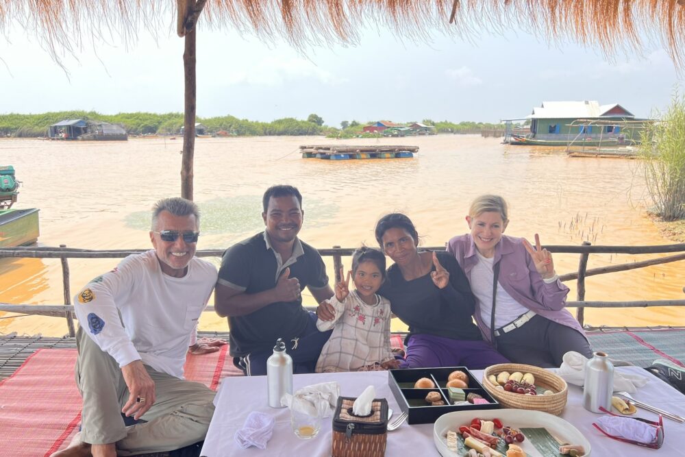 Traveler Sharon Theroux and her husband were hosted for lunch by a local family in the floating village of Prek Toal near Siem Reap, Cambodia.