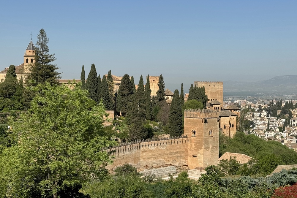 The view of Alhambra in Granada,Spain on a sunny day.