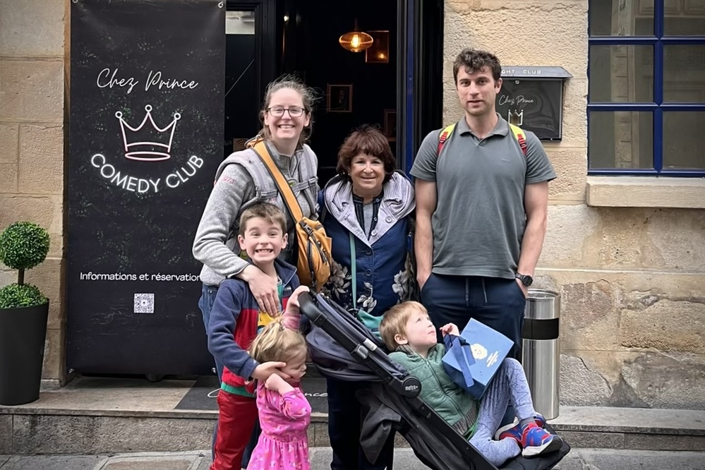 Traveler Jan Heininger and her family in Paris, France.