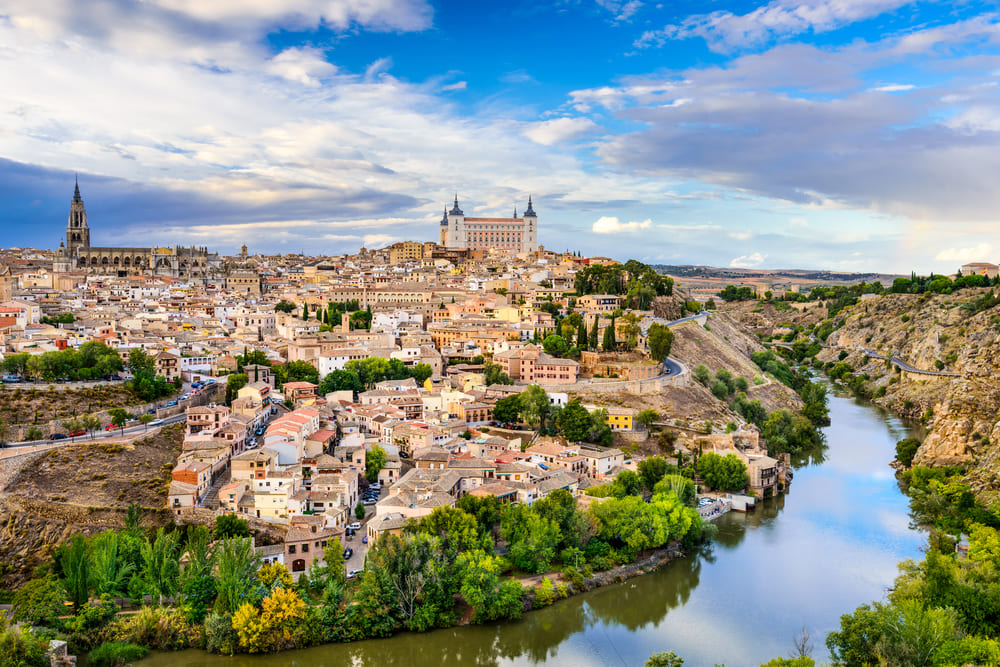 Old town city skyline of Toledo, Spain.