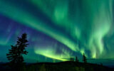 Northern Lights in Dawson City, Yukon Territory, Canada.