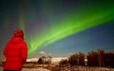 Brook Wilkinson watching the Northern Lights in Norway.