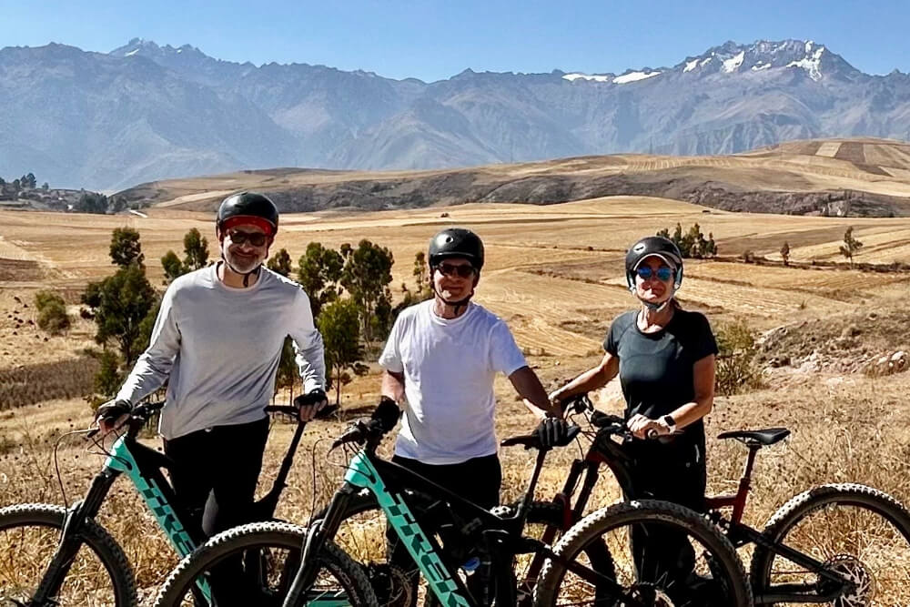 Adam Amsterdam and his wife on an e-bike tour in Peru.