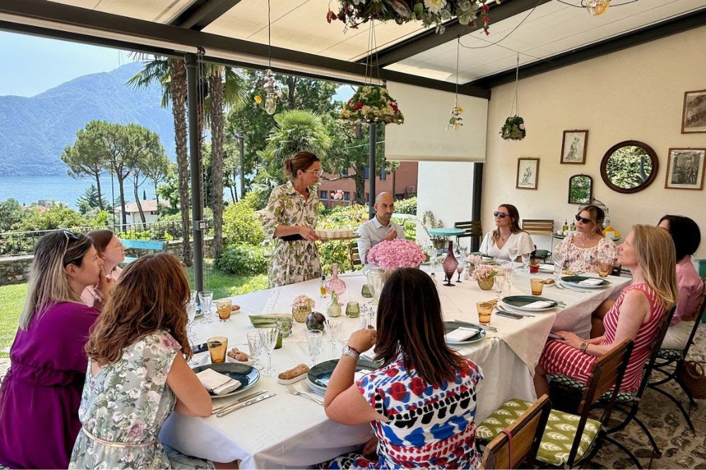 Brook Wilkinson at an olive oil tasting at Lake Como, Italy.