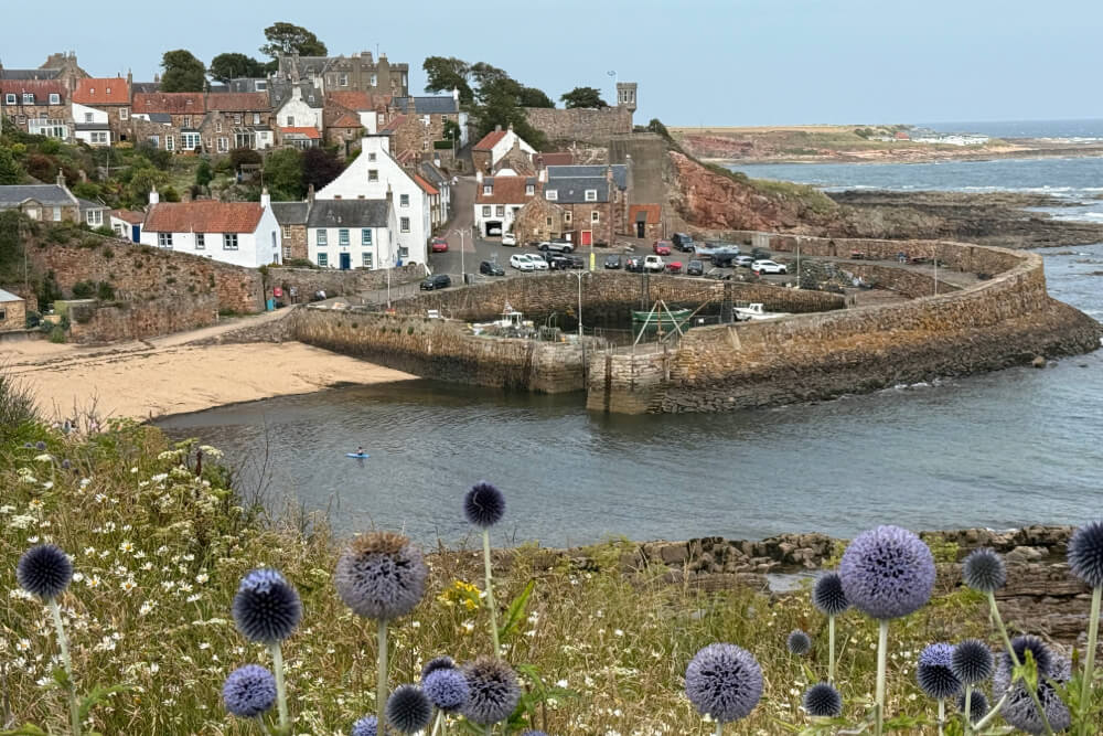 A small village seen from the Fife Coastal Path in Scotland.