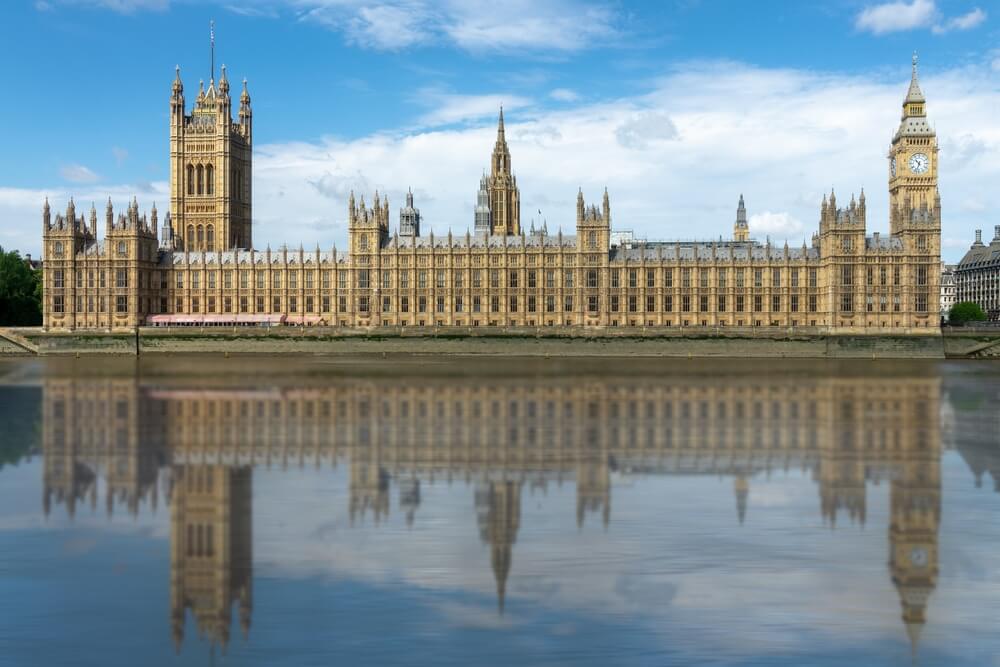 Houses of the parliament and River Thames in London.