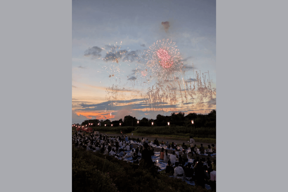 Fireworks at the Italashi Festival in Tokyo, Japan.