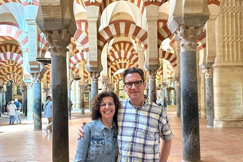 SueAnne Robinson and her husband at the Mosque Cathedral in Cordoba, Spain.