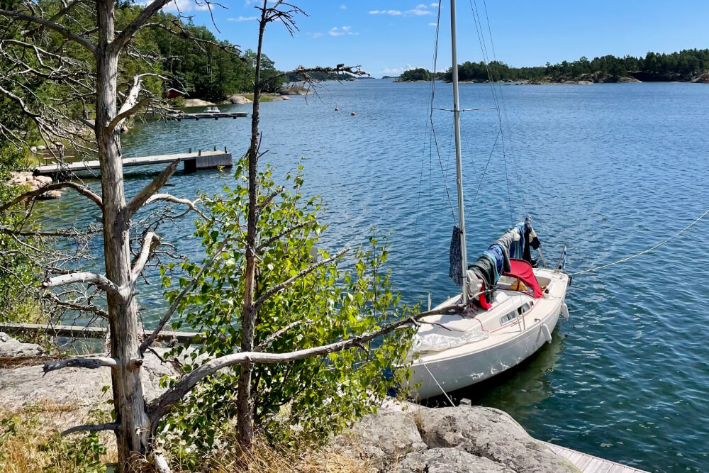A boat at Ekenas Archipelago National park in Finland.