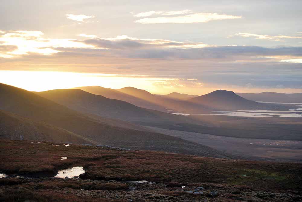 Sunrise over the mountains of Mayo, Ireland.