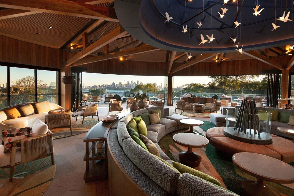 The lounge at Wildlife Retreat at Taronga hotel in Sydney, Australia.