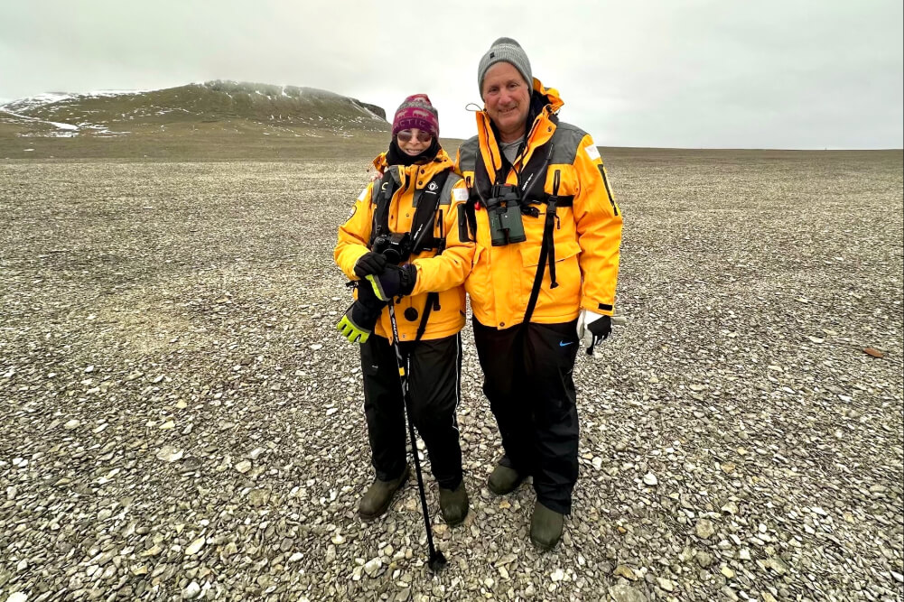 Ron and Andrea Klausner on Devon island in the Canadian High Arctic Northwest Passage.