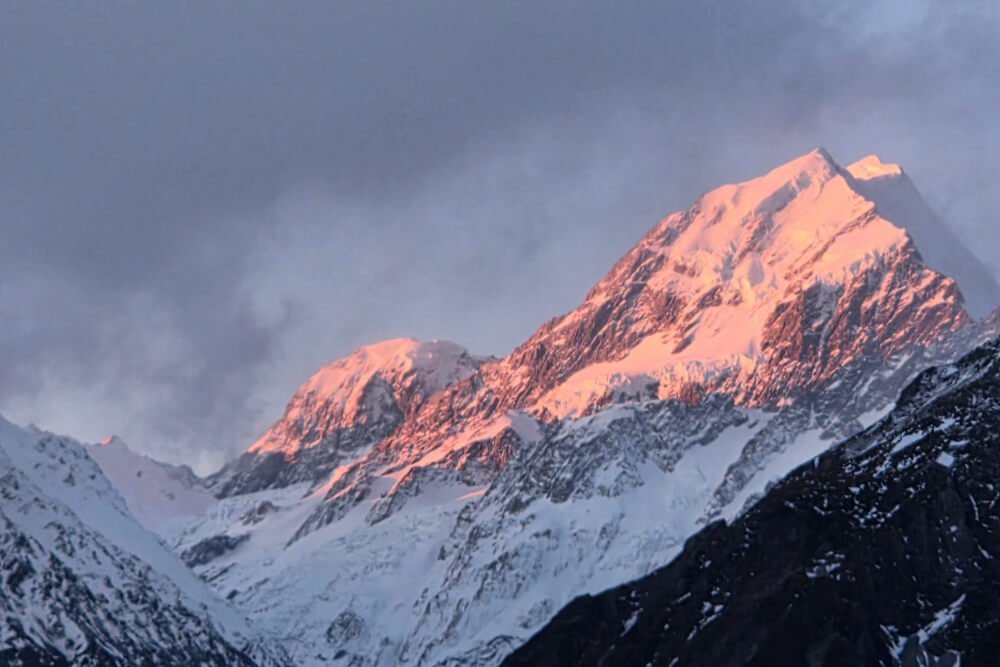 Aoraki / Mount Cook at dusk.