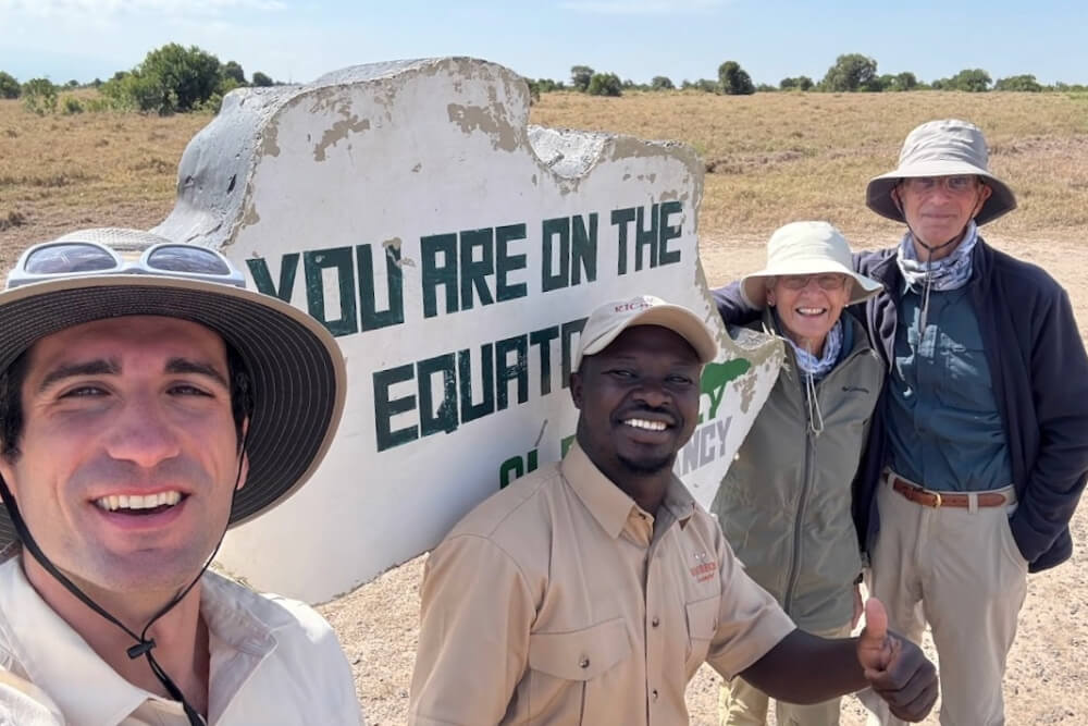 The Weinstein family with their guide in the Ol Pejeta Conservancy, in Kenya.