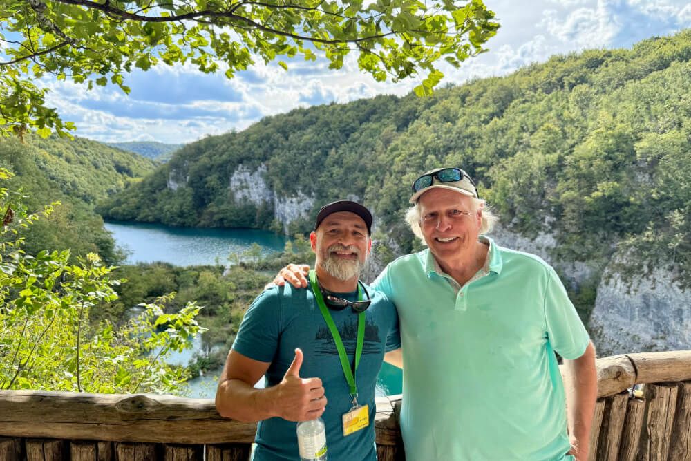 Bill Bartholomay at Plitvice Lakes National Park with his guide, Mario.