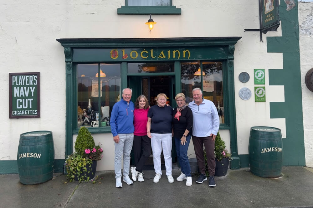 Daren Tobert and his companions in front of O’Loclainn’s pub in Ireland.