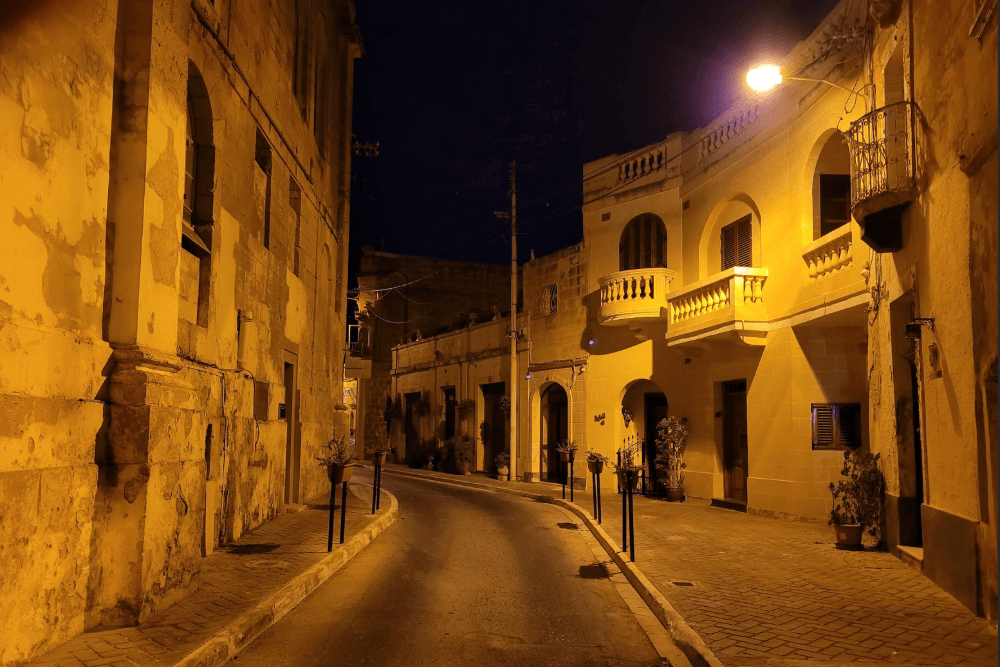 A serene street in the small village of Ghaxaq, Malta.