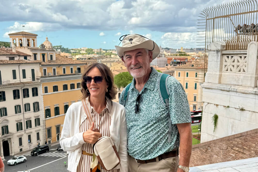 Laine Orcutt and her husband at the Basilica of Santa Maria, in Rome.
