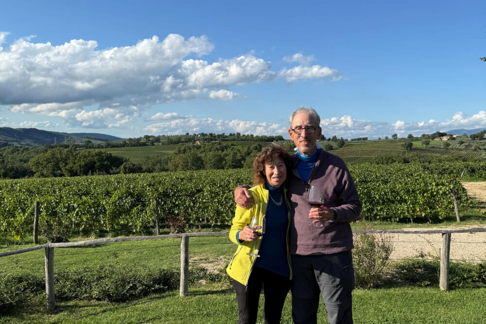 Mina Miller and David Sabritt at a vineyard near Montefalco, Italy.