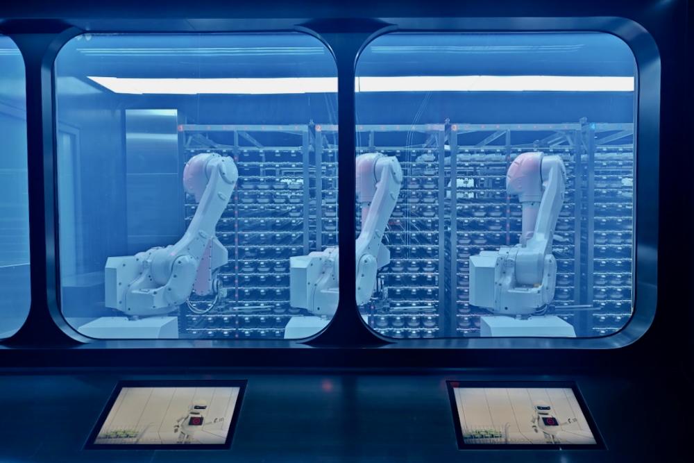 Robots prepping food in Haidilao restaurant in Beijing, China.