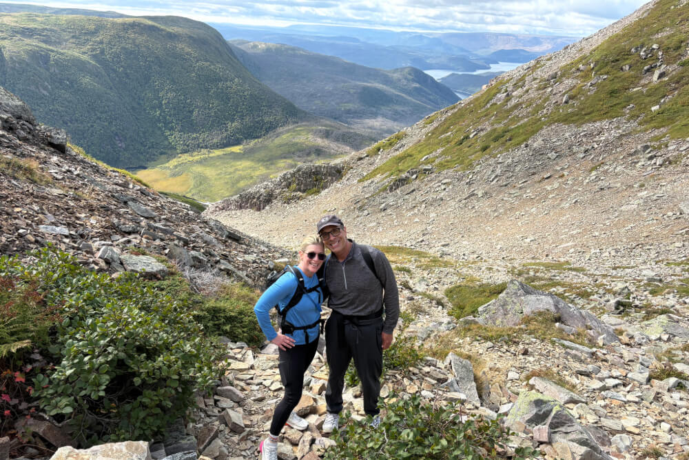 Barbara Palter hiking the Gros Morne Mountain in Newfoundland, Canada.