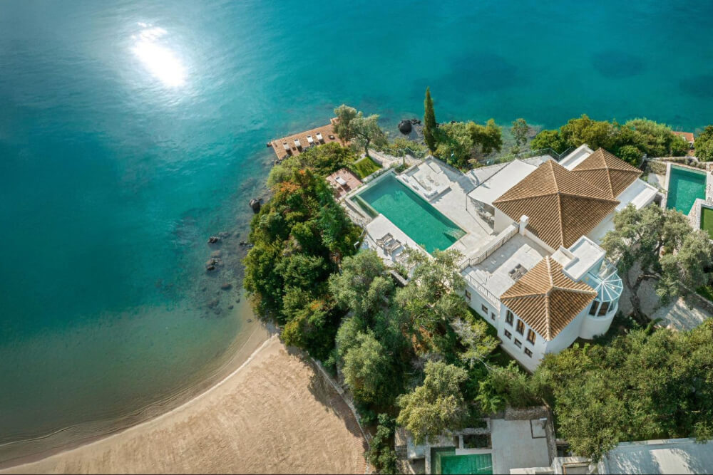 Aerial view of Corfu Imperial hotel in Corfu, Greece.
