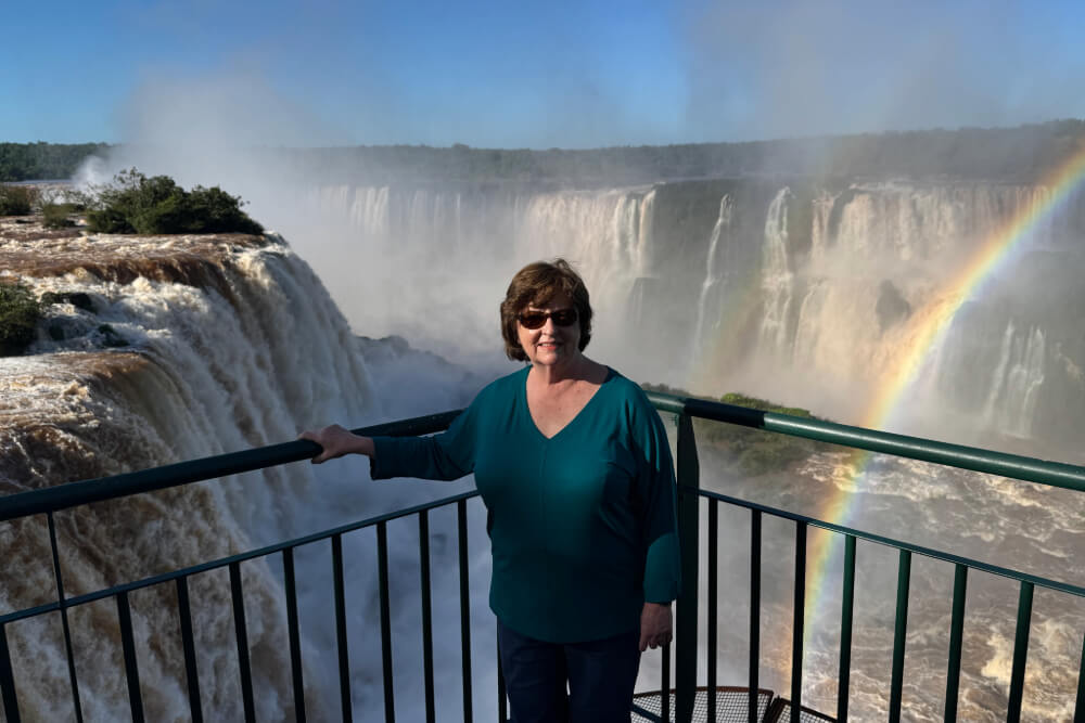Elizabeth Mullins at Iguazú Falls in Argentina.