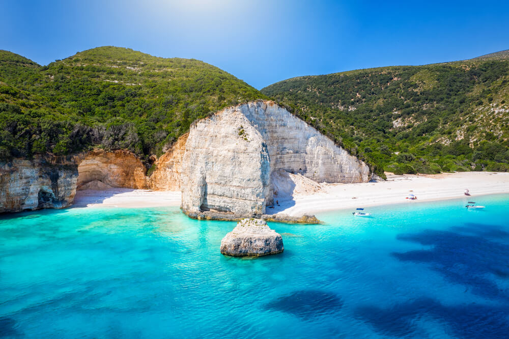 Fteri Beach in Kefalonia, Greece.