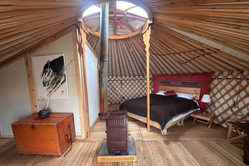 The inside of a ger at the Three Eagle Camp, in the Tsambagarav Mountains, Mongolia.