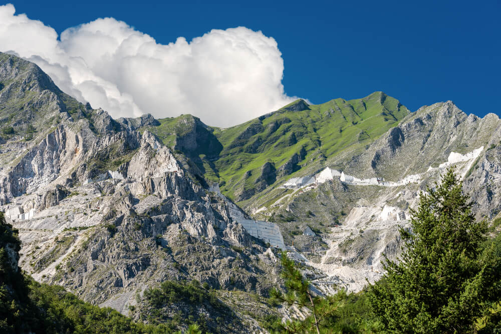 Marble quarries in the Apuan Alps, in Tuscany, Italy.