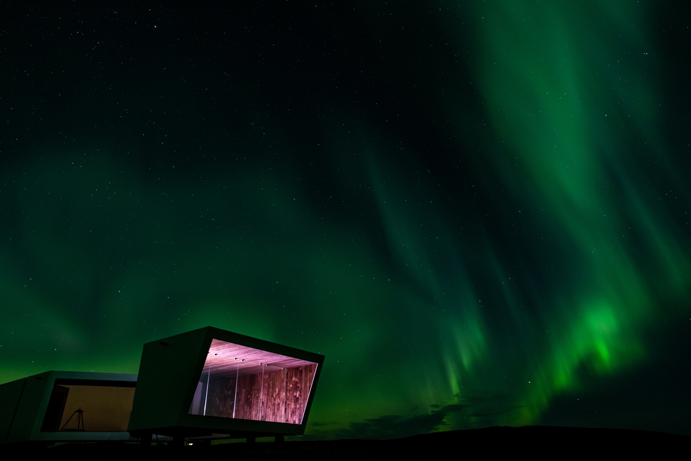 Northern lights above the Scenic Route Varanger, Norway.