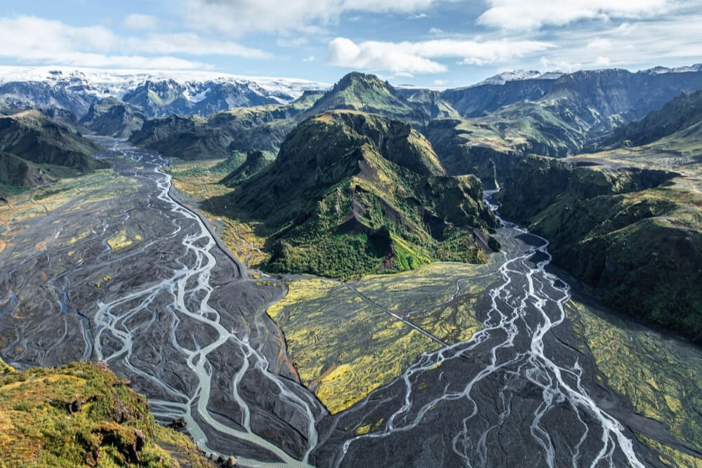The landscape of Thorsmork in the icelandic highlands.