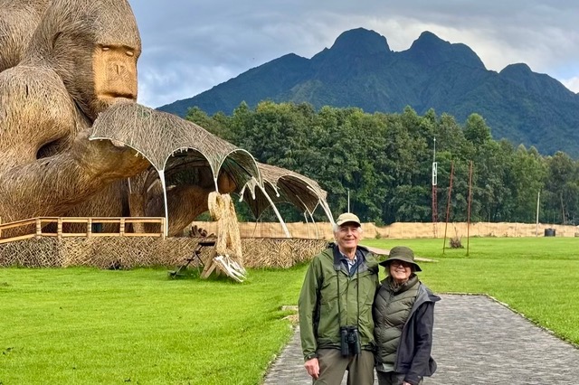 Tony Ford-Hutchinson and his wife Jane at Volcanoes National Park in Rwanda.