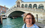Wendy Perrin with the Rialto Bridge in the background.