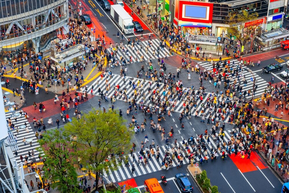 Shibuya Crossing in Tokyo, Japan.