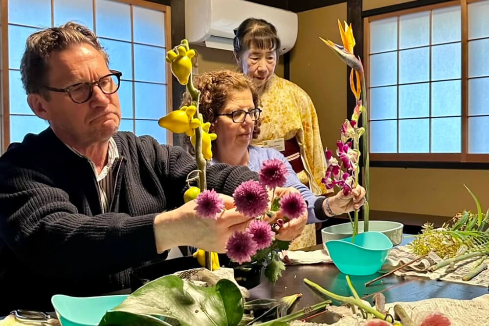 SueAnne Robinson at an Ikebana workshop in Japan.