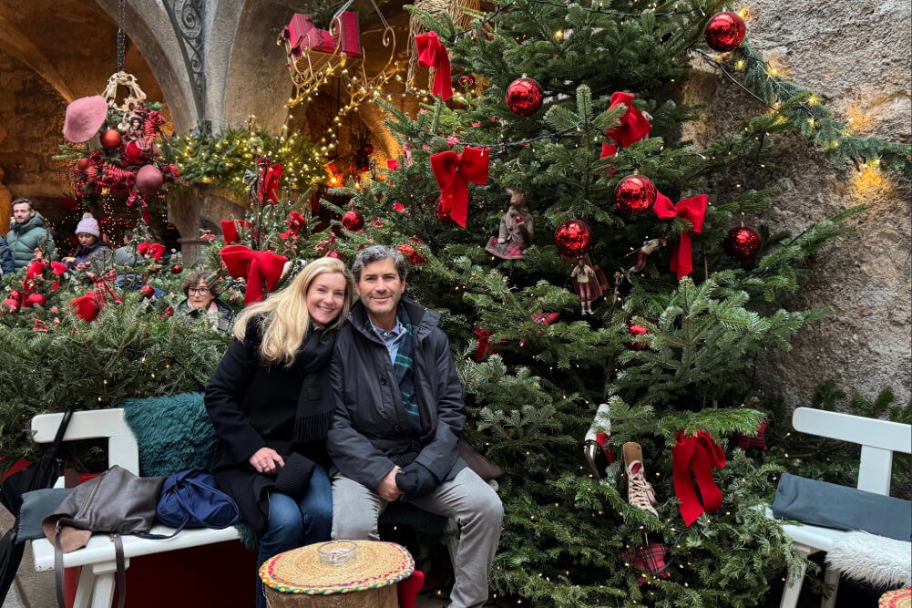 Tina Sarafa visiting a Christmas Market during a cruise along the Danube River.