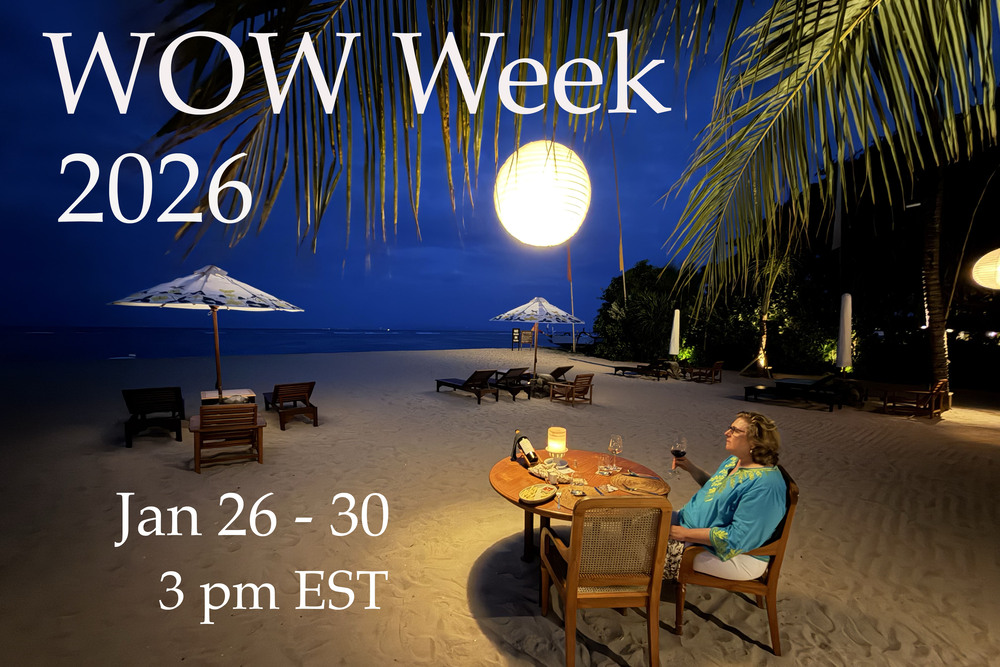 Wendy Perrin having dinner on a beach in Bali.