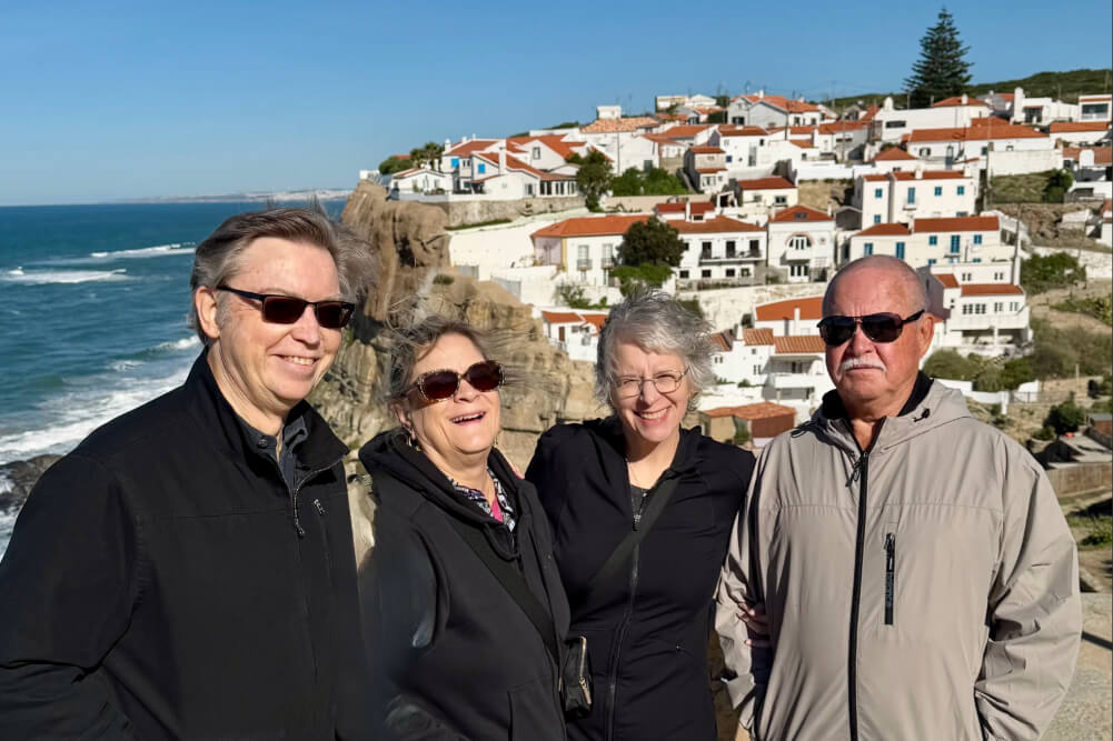 Lori and Jeff Emry and friends at a clifftop village near Sintra, Portugal.