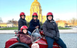 Lorin Seidman and her family during a sidecar tour in Paris, France.