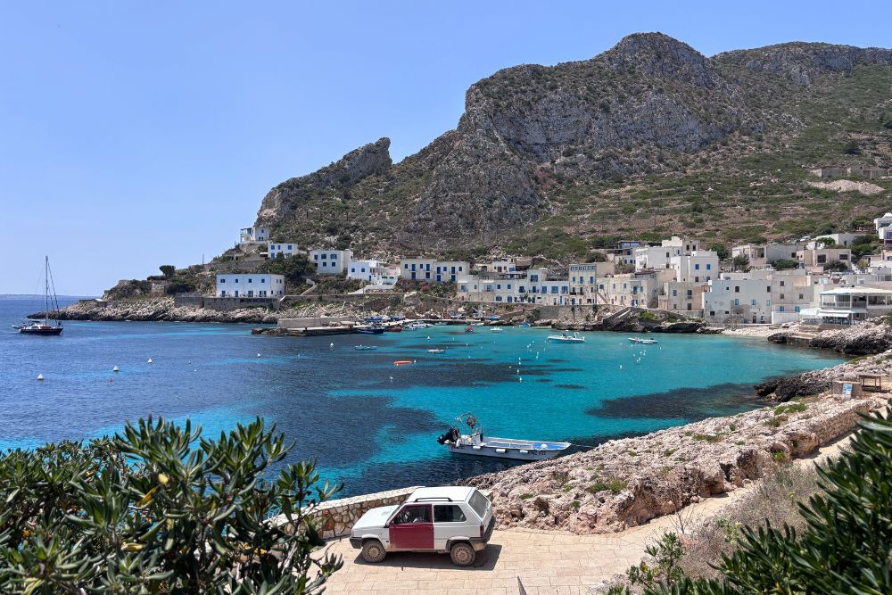 Small boats on the clear waters of Levanzo, in the Aegadian Islands.