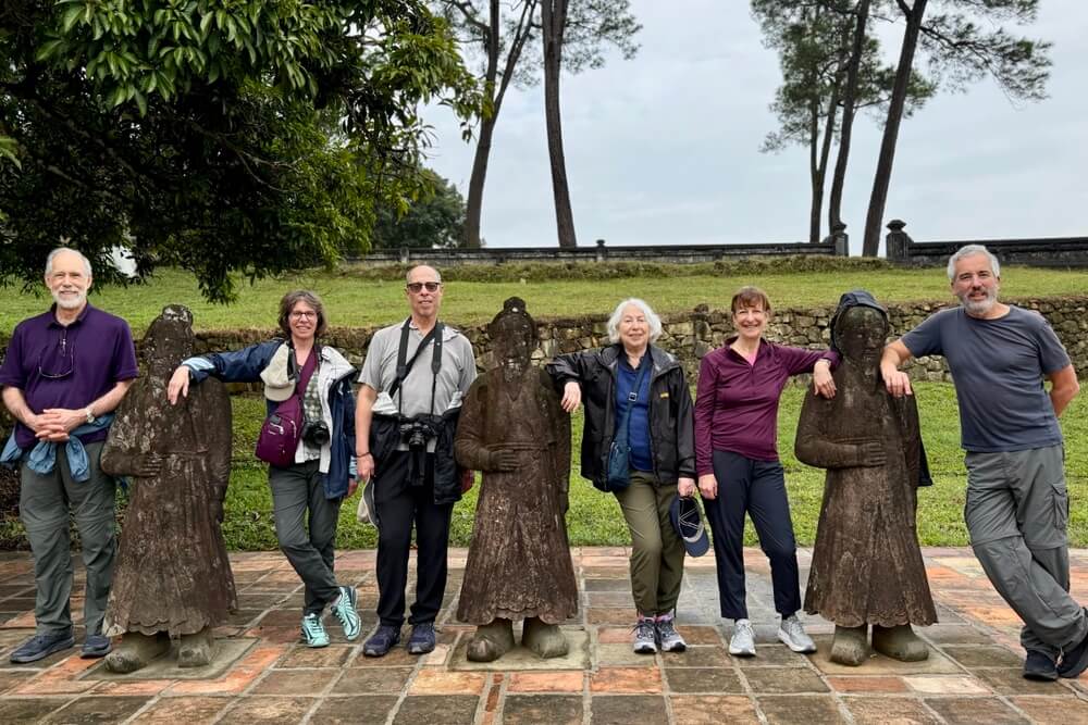 Julia Greenstein, her husband, and friends during their Vietnam and Cambodia trip.